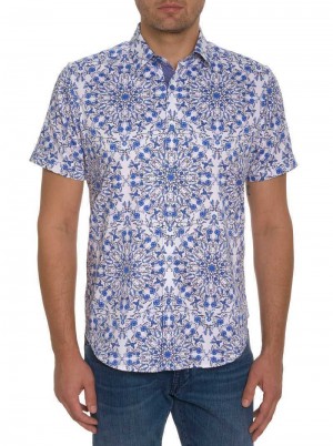 Robert Graham Andaz Short Sleeve Button Down Shirt Niebieskie | IQWZPA965