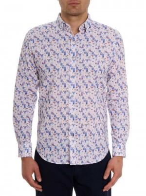 Robert Graham Blue Hawaiian Long Sleeve Button Down Shirt Tailored | QJOXKY804