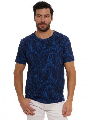 Robert Graham Bodhi T-shirt Granatowe | IGSUWQ015