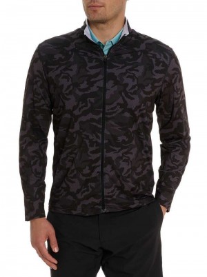 Robert Graham Faro Long Sleeve Knit Full Zip Czarne | ERZNGW572