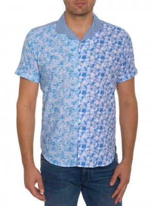 Robert Graham Fontana Short Sleeve Button Down Niebieskie | YOLAIQ940