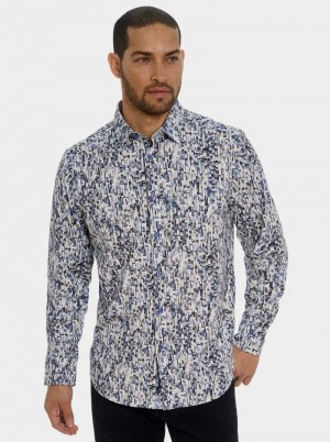 Robert Graham Fragment Long Sleeve Button Down Shirt Niebieskie | WNVLSO015