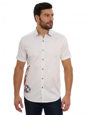 Robert Graham Ice & Dice Short Sleeve Button Down Shirt Tall Białe | KJZLXR025