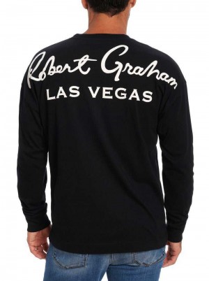 Robert Graham Las Vegas Long Sleeve T-shirt Czarne | QEKOCU783