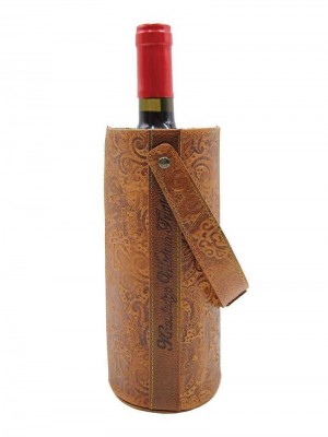 Robert Graham Leather Wine Bottle Carrier Tan | CXBWJF549