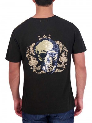 Robert Graham Limited Edition Neil Sequin Skull T-shirt Czarne | ITWDOL829