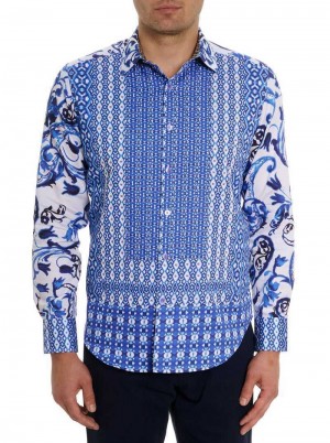 Robert Graham Limited Edition The Thera Long Sleeve Button Down Shirt Niebieskie | GNXQFK896