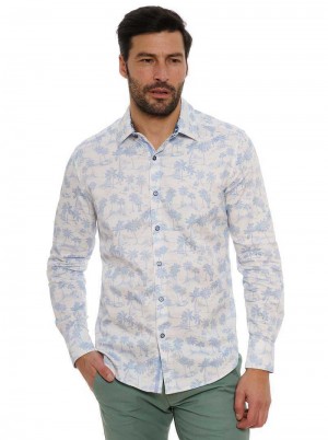 Robert Graham Maris Long Sleeve Button Down Shirt Białe | RJLYNQ978