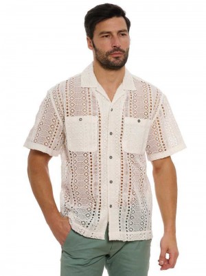 Robert Graham Milanese Short Sleeve Button Down Shirt Białe | GIWQND960