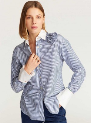 Robert Graham Priscilla Shirt Niebieskie | GHEVMY473