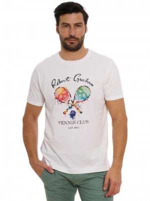 Robert Graham Rg Tennis Club T-shirt Białe | SOQKUI127