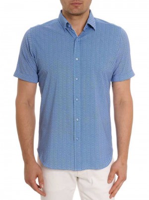 Robert Graham Shuler Motion Short Sleeve Knit Shirt Niebieskie | ZAUJOM648