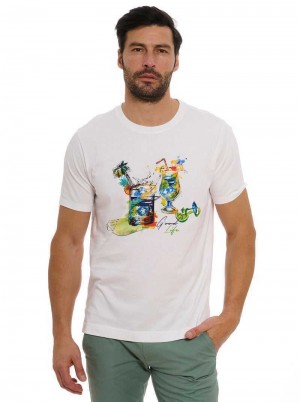 Robert Graham Sips And Spades T-shirt Białe | GQPRSZ916