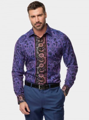 Robert Graham The Limited Edition Paso Doble Woven Shirt Big Fioletowe | EXKLCB603