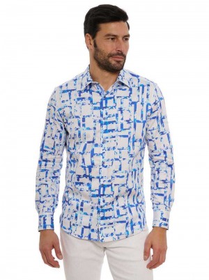 Robert Graham Triton Long Sleeve Button Down Shirt Big Niebieskie | EVNXPM067