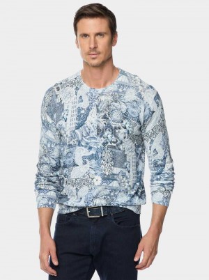 Robert Graham Valtos Long Sleeve Knit Niebieskie | ZIVRWC352