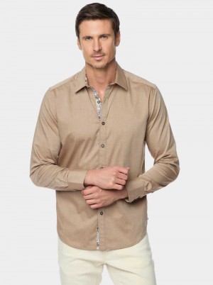 Robert Graham Wayfarer Long Sleeve Button Down Shirt Khaki | IJLUYH573