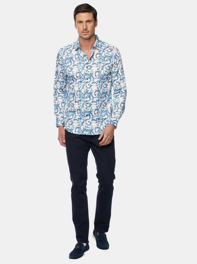 Robert Graham Acosta Long Sleeve Button Down Shirt Niebieskie | IBPRWJ502