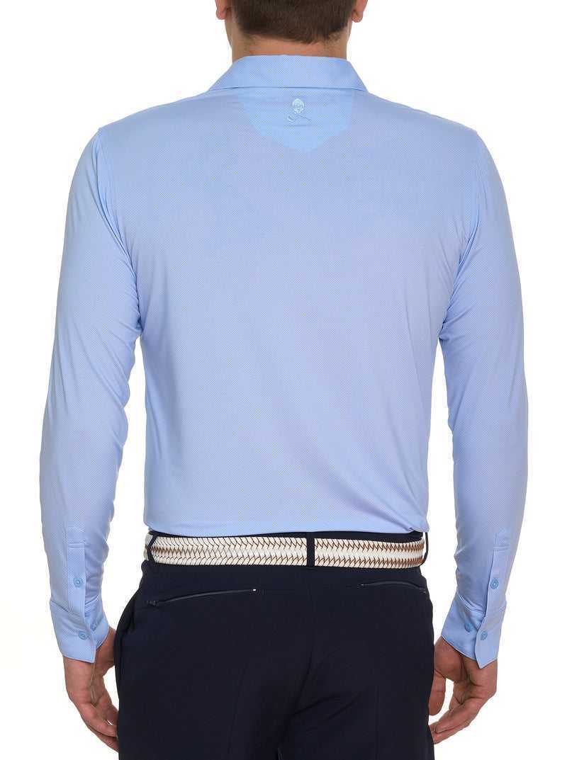 Robert Graham Alastor Long Sleeve Performance Polo Głęboka Niebieskie | XWSFNM691