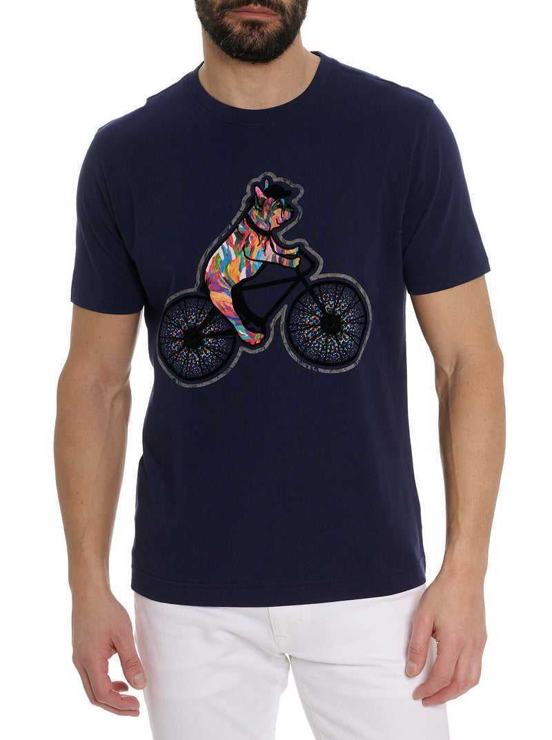 Robert Graham Bark And Bike T-shirt Granatowe | HVRCND652