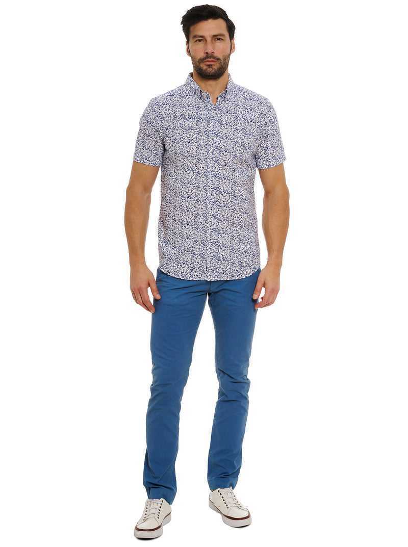 Robert Graham Bassel Short Sleeve Button Down Shirt Niebieskie | WPFNCR793