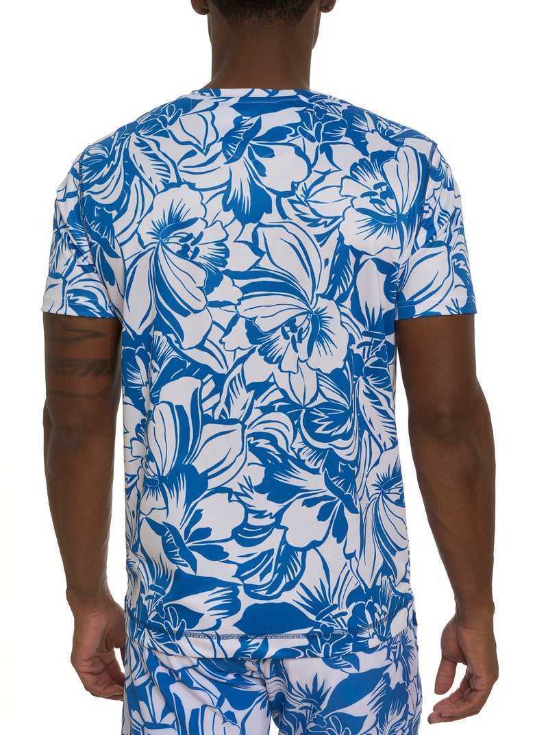 Robert Graham Beach Hibiscus Performance Graphic T-shirt Niebieskie | GUXMDY472