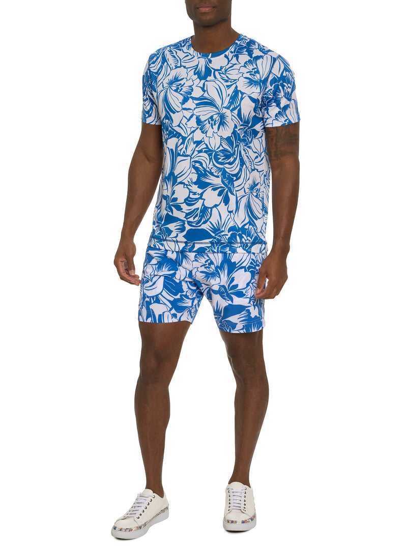 Robert Graham Beach Hibiscus Performance Graphic T-shirt Niebieskie | GUXMDY472