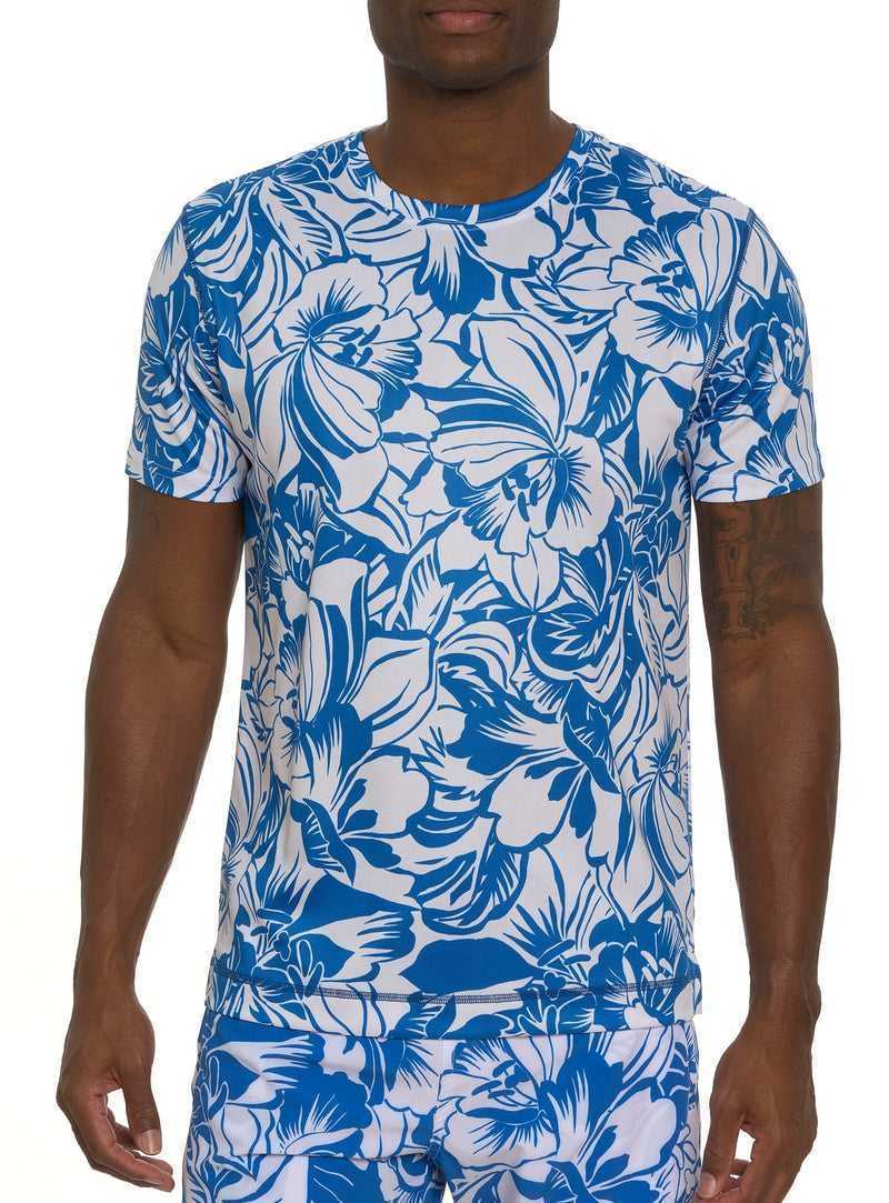 Robert Graham Beach Hibiscus Performance Graphic T-shirt Niebieskie | GUXMDY472