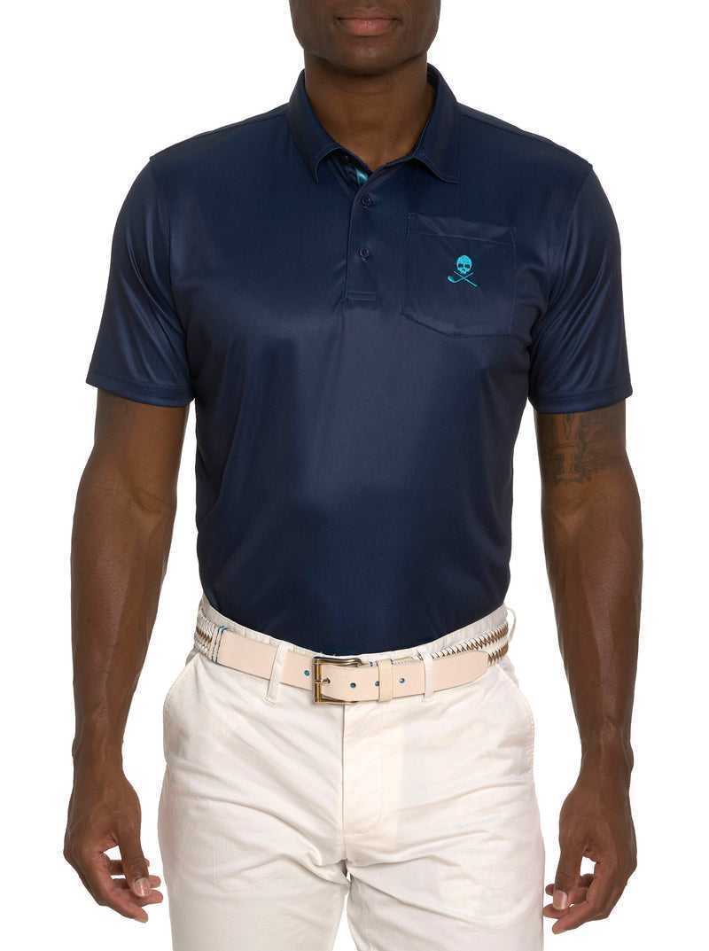 Robert Graham Blade Iron Performance Polo Granatowe | UGKAIW293