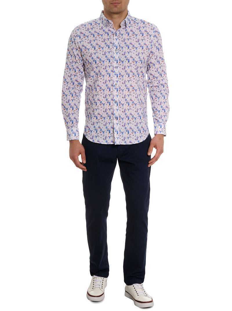 Robert Graham Blue Hawaiian Long Sleeve Button Down Shirt Tailored | QJOXKY804