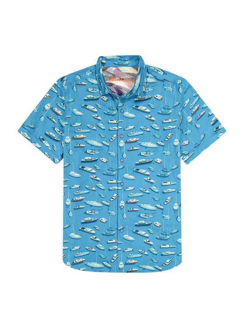 Robert Graham Boat Marina Short Sleeve Knit Shirt Teal | ADEHYZ057