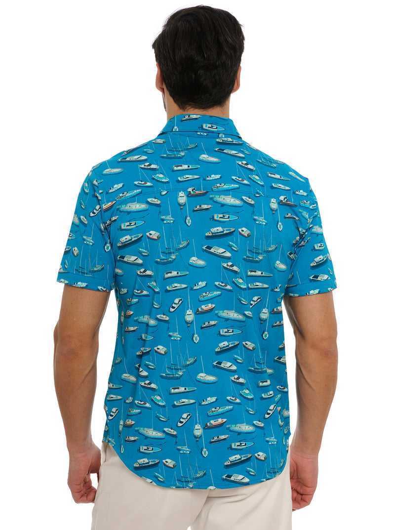 Robert Graham Boat Marina Short Sleeve Knit Shirt Teal | ADEHYZ057