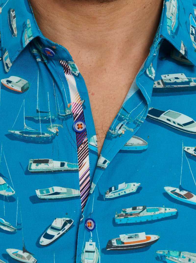 Robert Graham Boat Marina Short Sleeve Knit Shirt Teal | ADEHYZ057