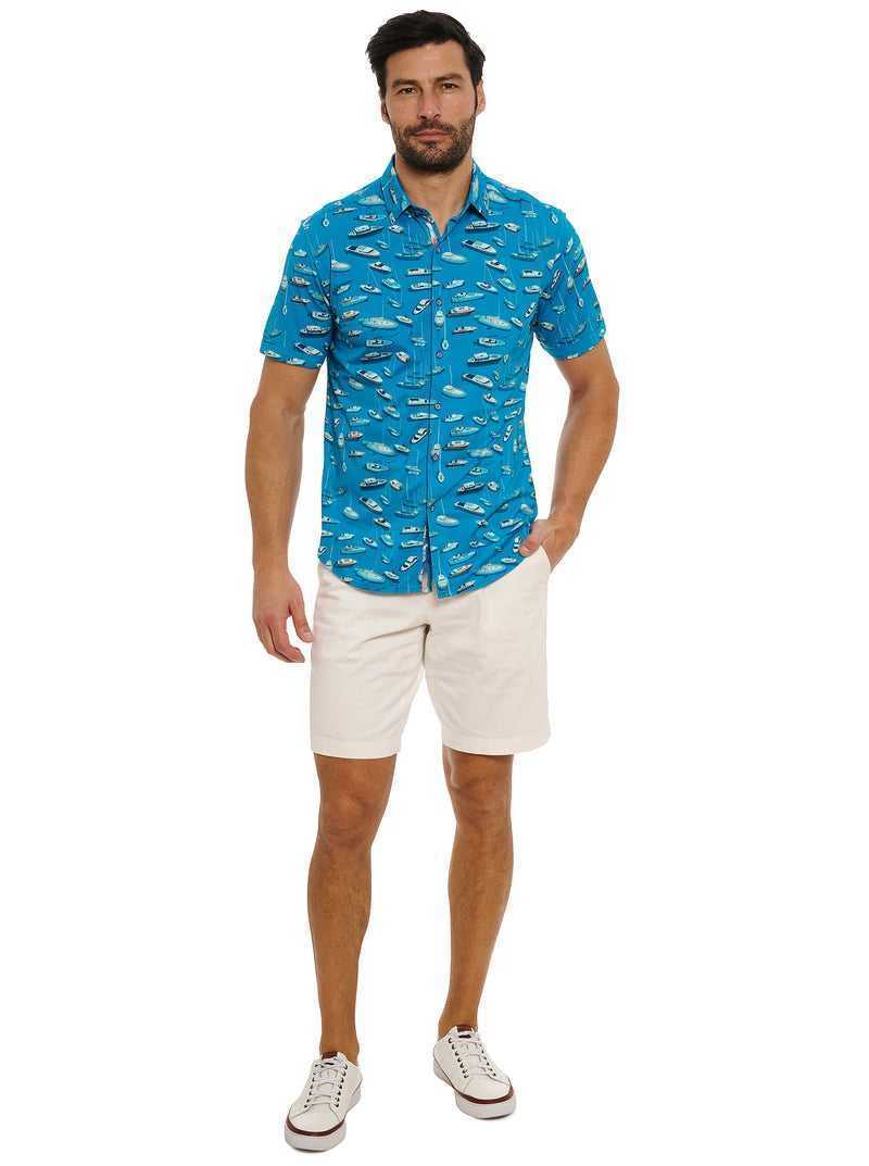 Robert Graham Boat Marina Short Sleeve Knit Shirt Teal | ADEHYZ057