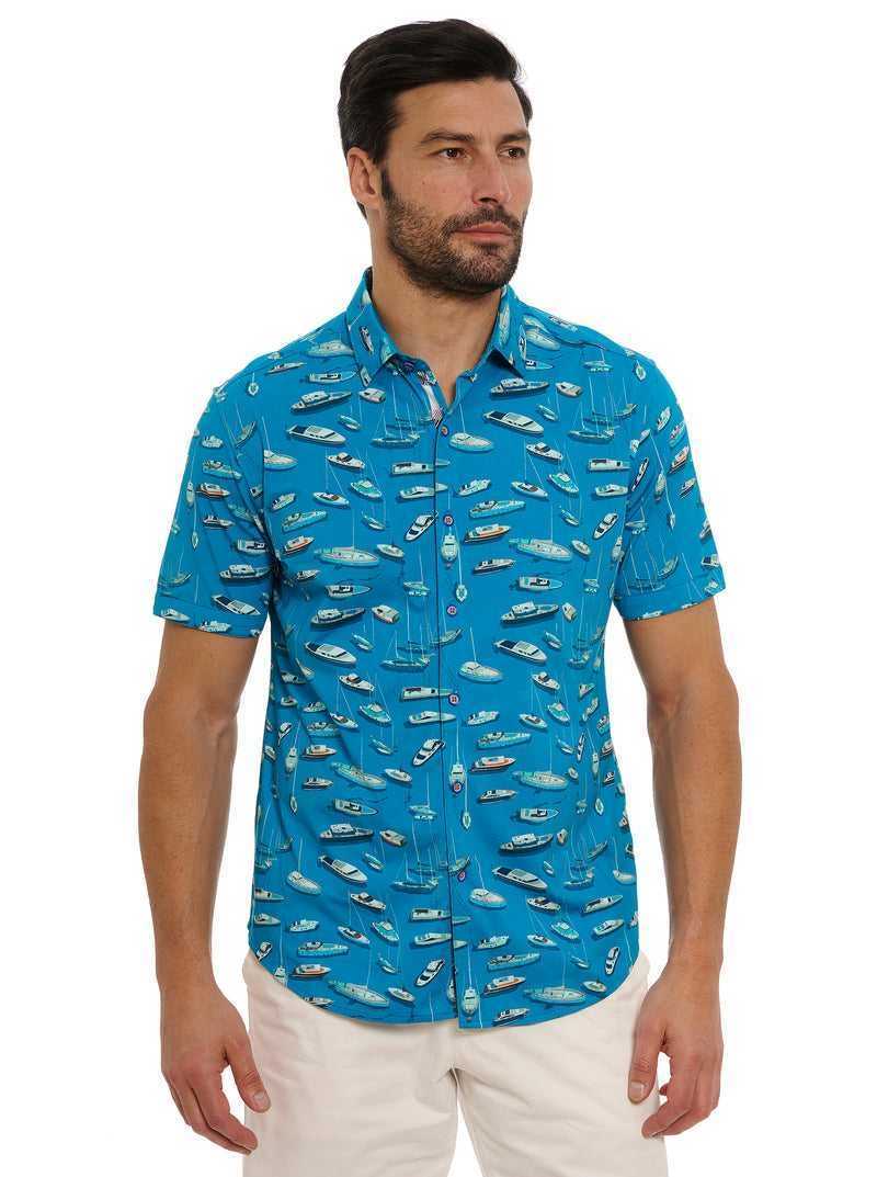 Robert Graham Boat Marina Short Sleeve Knit Shirt Teal | ADEHYZ057