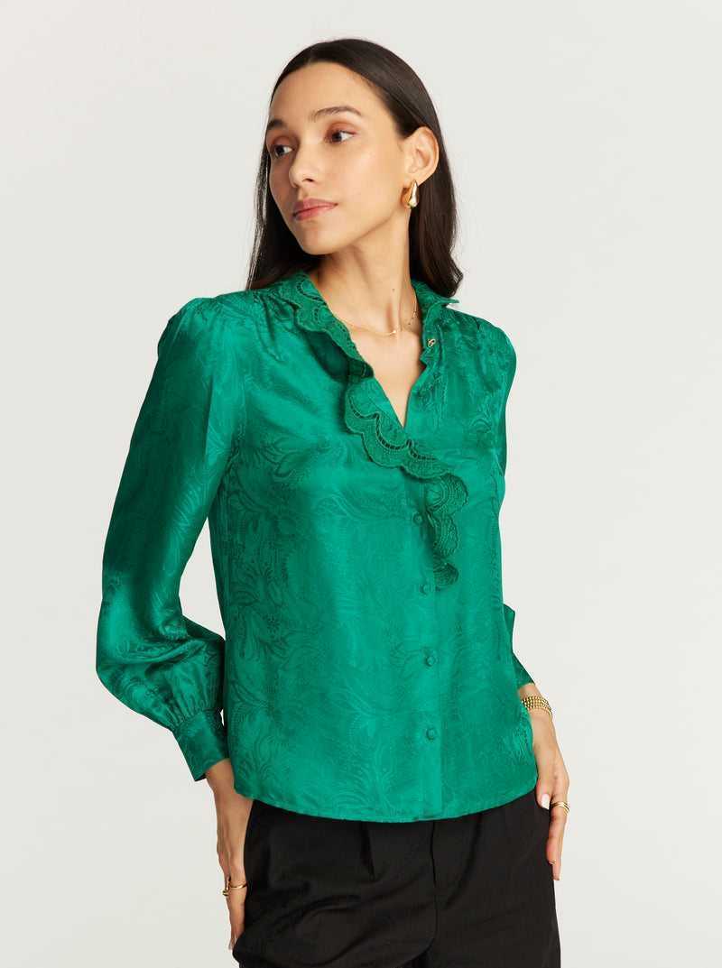 Robert Graham Brigitte Long Sleeve Shirt Emerald | TNDUKY105