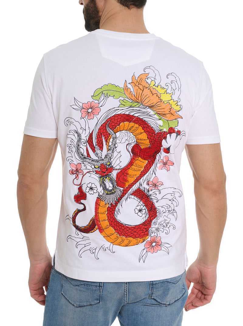 Robert Graham Dragon Roar T-shirt Białe | SYJLBK170