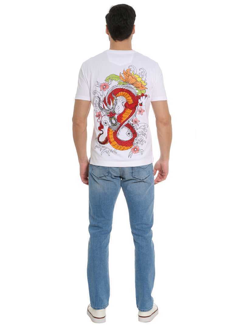 Robert Graham Dragon Roar T-shirt Białe | SYJLBK170