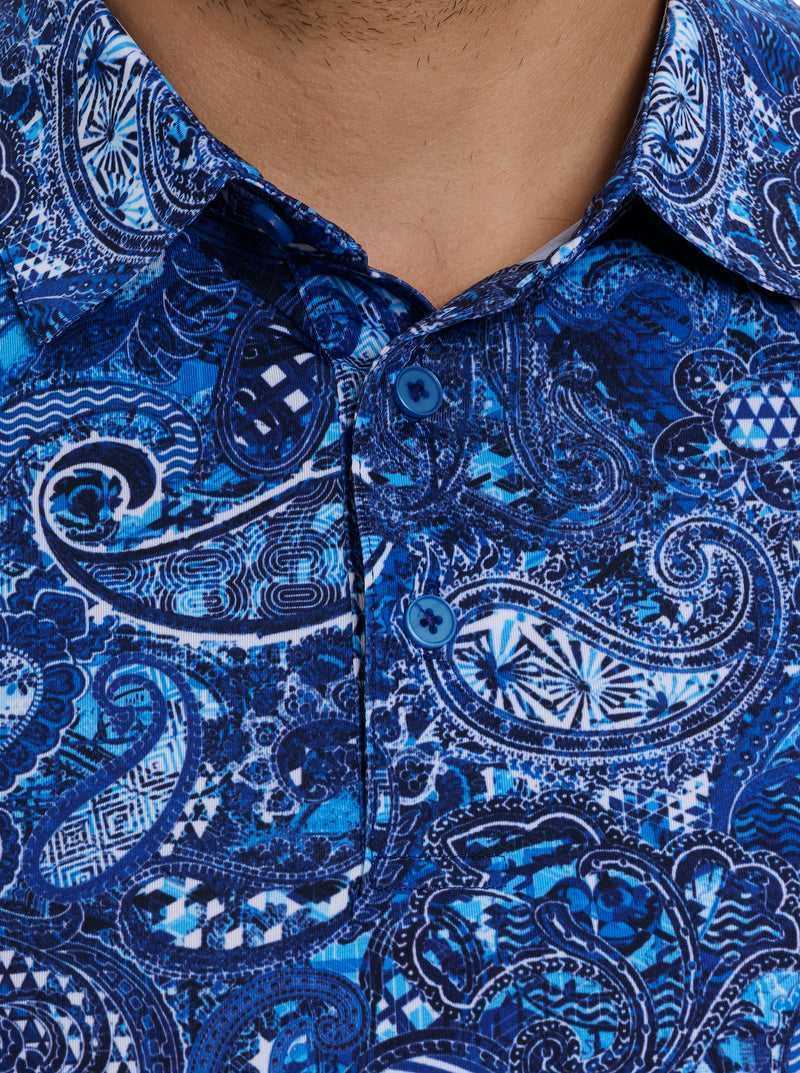 Robert Graham Golden Paisley Polo Granatowe | EFSMZJ812