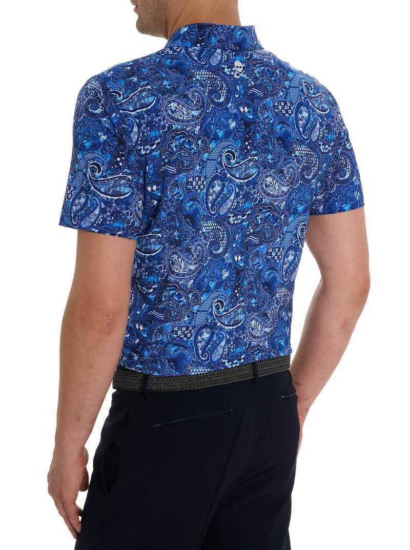 Robert Graham Golden Paisley Polo Granatowe | EFSMZJ812