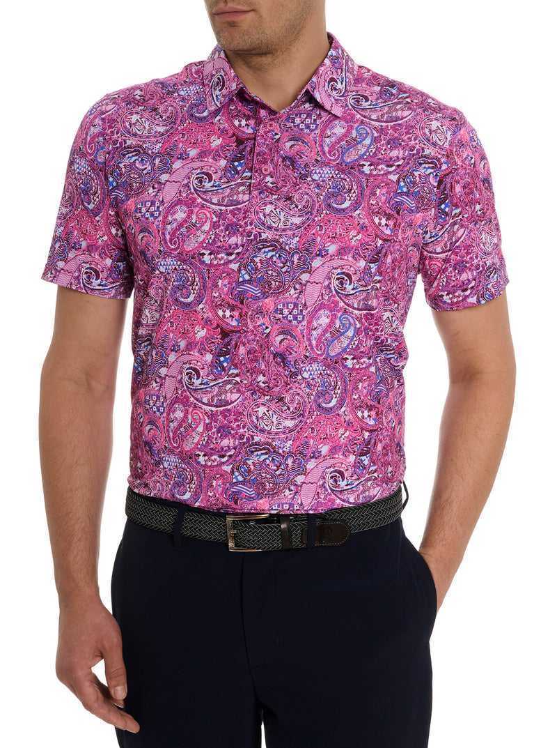 Robert Graham Golden Paisley Polo Granatowe | EFSMZJ812