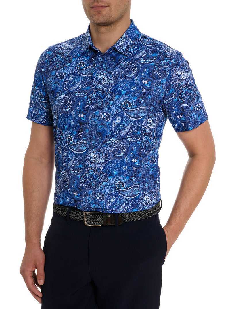 Robert Graham Golden Paisley Polo Granatowe | EFSMZJ812