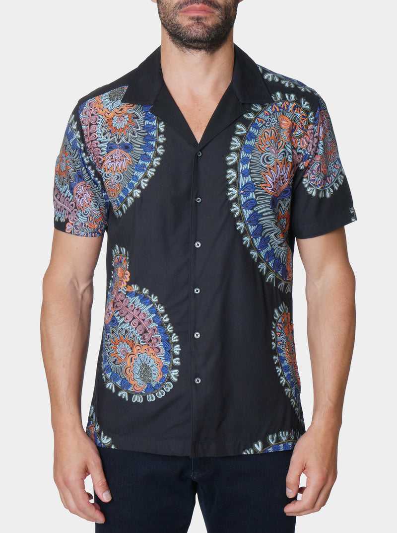 Robert Graham Goliath Short Sleeve Button Down Shirt Czarne | PCKRMS986