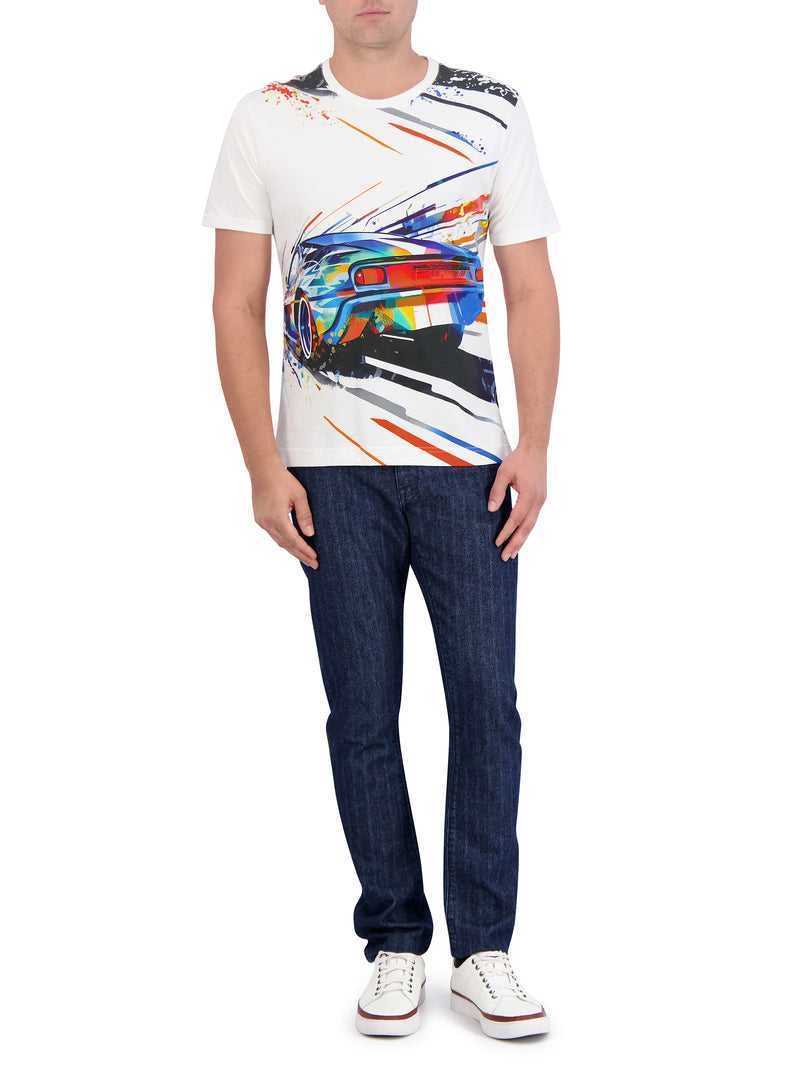 Robert Graham Grand Speed T-shirt Białe | SFCLMP549