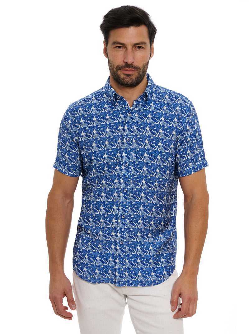 Robert Graham Henrik Short Sleeve Button Down Shirt Granatowe | QIEBFH587