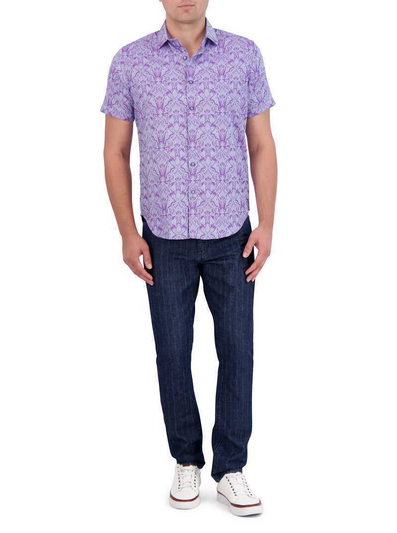 Robert Graham Highland Short Sleeve Button Down Shirt Magenta | HXVMIW968