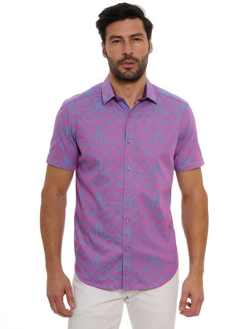 Robert Graham Highland Short Sleeve Button Down Shirt Magenta | HXVMIW968