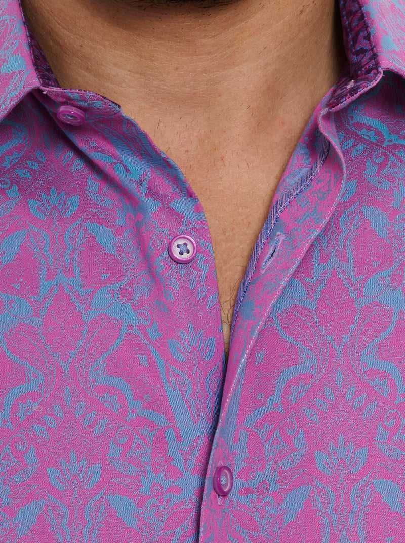 Robert Graham Highland Short Sleeve Button Down Shirt Magenta | HXVMIW968