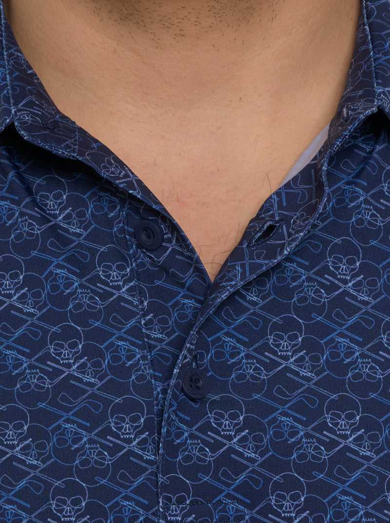 Robert Graham Iron Skull Performance Polo Granatowe | GUYFXR479