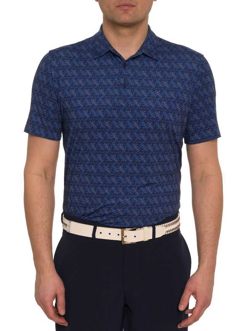 Robert Graham Iron Skull Performance Polo Granatowe | GUYFXR479